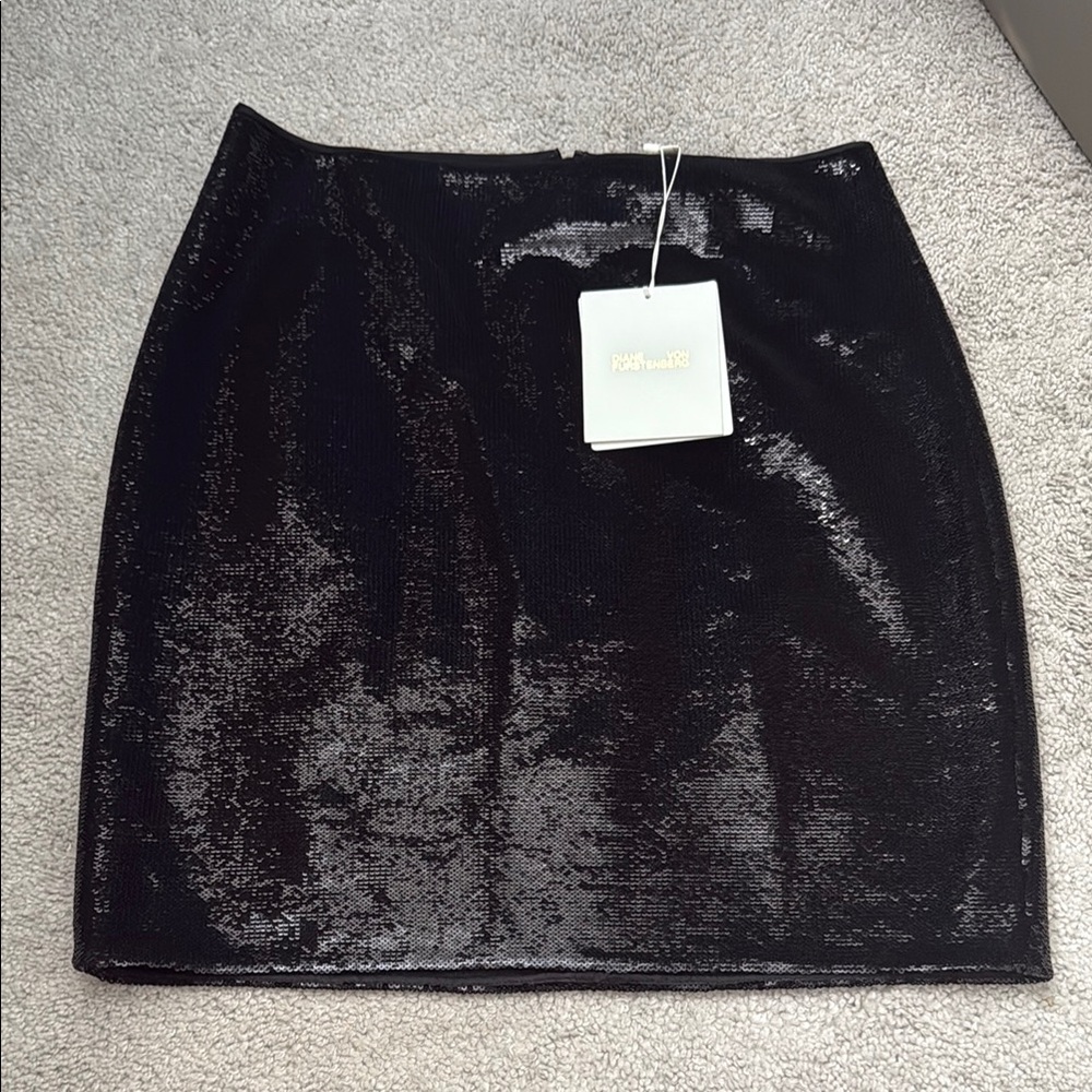 Diane Von Furstenberg Black Sequin Skirt